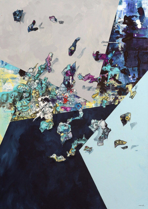 Gefährliche Verlockung | 2018 | 140x100cm | Peer Kriesel Wimmelbild | Acryl auf Leinwand